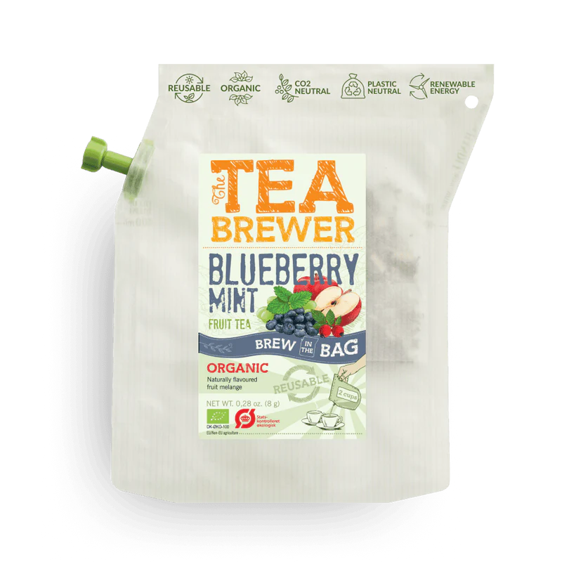 Blueberry and mint fruit tea by TEA BREWER – sustainable brew-in-the-bag infusion with organic ingredients