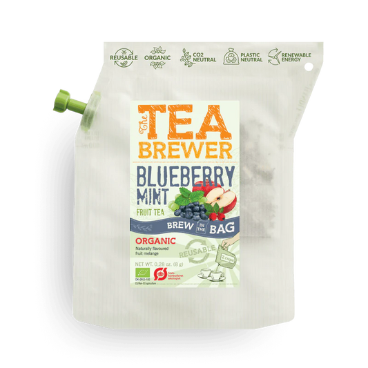 Blueberry and mint fruit tea by TEA BREWER – sustainable brew-in-the-bag infusion with organic ingredients