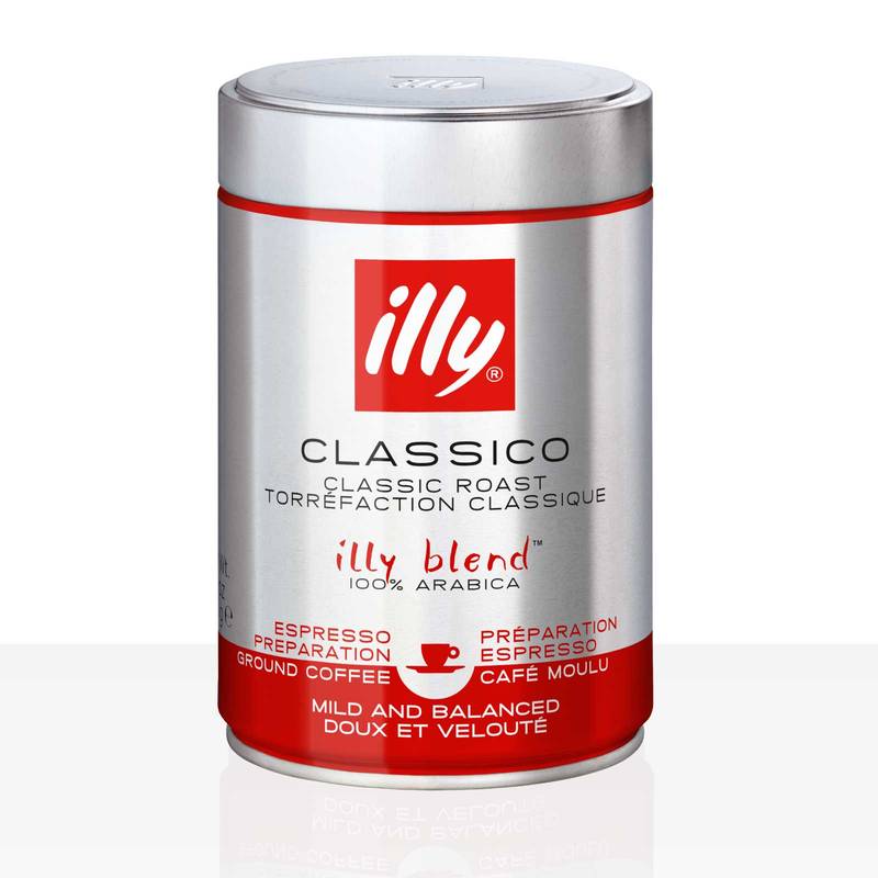 Illy Espresso Classico Regular Roast – 250g Ground Coffee 100% Arabica