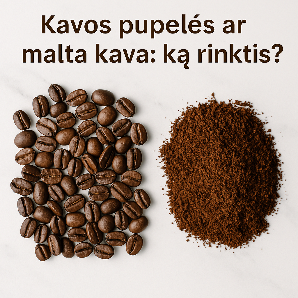 Kavos pupelės ar malta kava – skirtumų iliustracija pasirinkimo palengvinimui