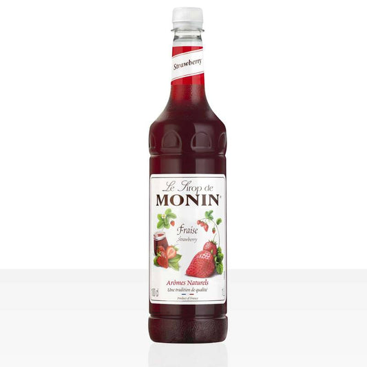 Monin braškių sirupas 1L – aukščiausios kokybės sirupas gėrimams ir desertams