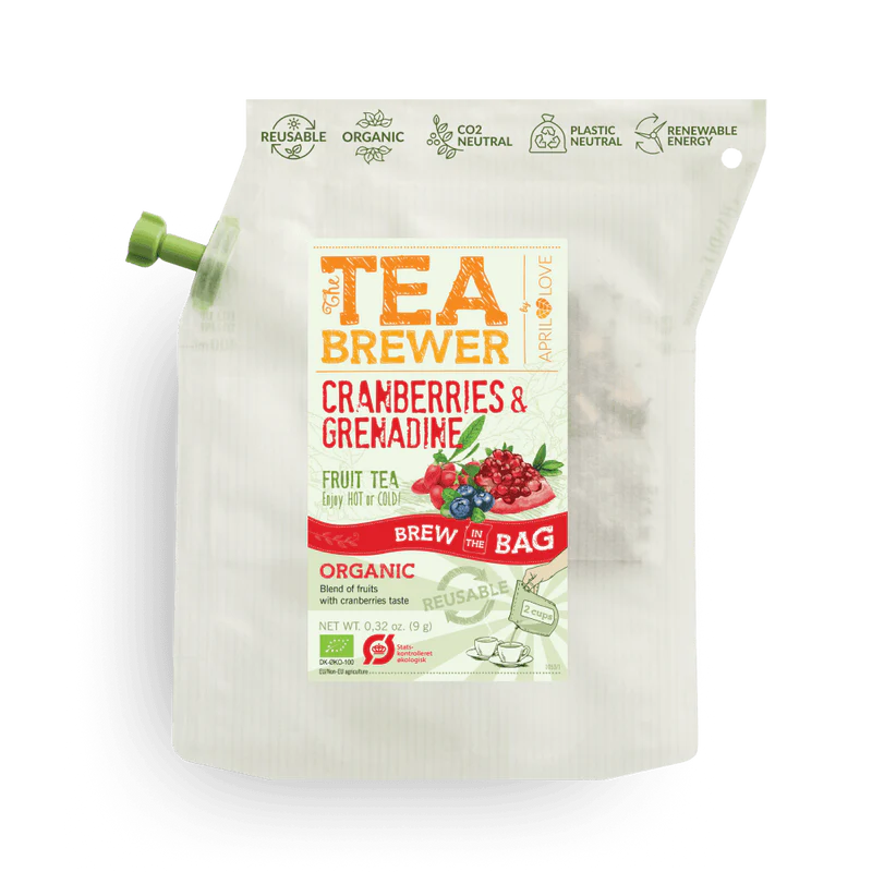 Organic fruit tea with cranberries and grenadine by TEA BREWER – eco-friendly infusion pouch for hot or cold brewing