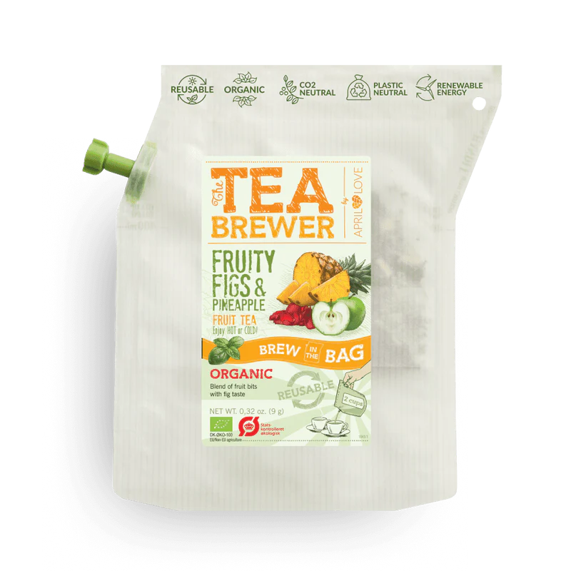 Organic fruit tea with figs and pineapple – TEA BREWER eco-friendly pouch with reusable filter, ideal for hot or cold infusion