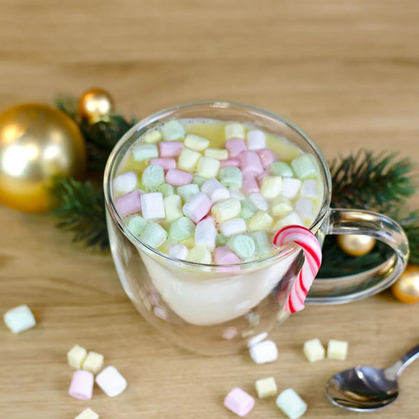 Skandinaviškas Baltos Karštos Šokolado Rinkinys – Žieminis “Candy Cane” Kakavos Mišinys | Kalėdinis Dovanų Stiklainis